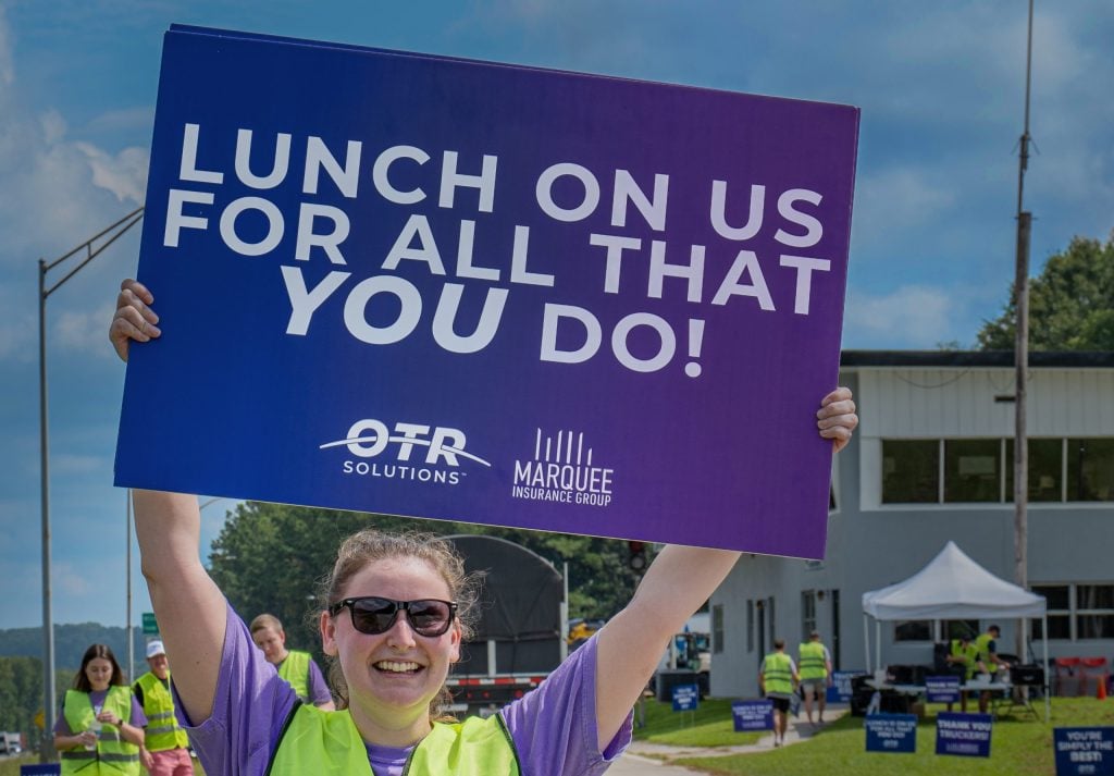 MIG team serving free lunches to truck drivers — 2023 trucker lunch giveaway